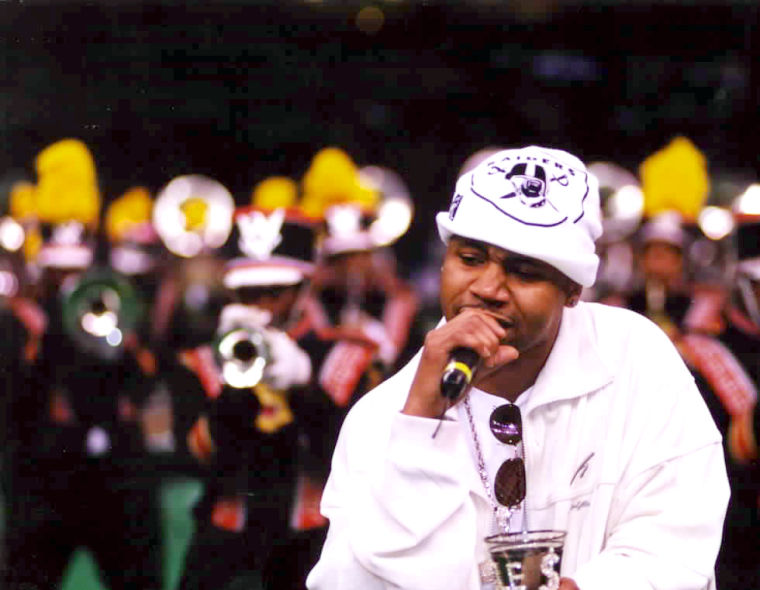 Juvenile performs one of his songs with the Grambling band that SU band directors stated was a copy of SU's Mystikal performance last year. Photo by Brandi Jade Thomas/DIGEST