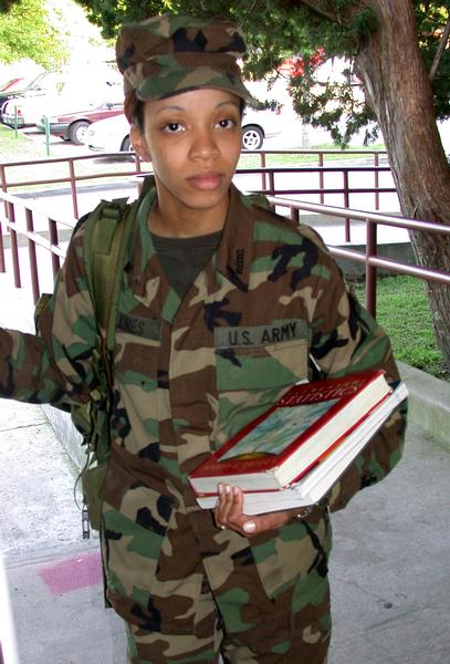 Jones seen in Battle Dress Uniform (BDU's) is a therapeutic recreation major and military science fifth year cadet in the United States Army ROTC Jaguar Battalion. Photo by Willie Siglar II/DIGEST