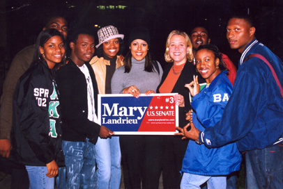 Democratic candidate Mary Landrieu visits with Southern University students on her campaign stop in Baton Rouge. Landrieu is in a runoff with Suzanne Haik Terrell. Landrieu also attended the XXIX Bayou Classic Football Game last weekend. Photo by Chrisol