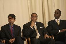 Louisiana Governor Bobby Jindal, along with Rev. Errol Dominque and SGA President Carey Ash particpated in the "Keeping the Dream Alive" honoring of Dr. Martin Luther King on the SU campus, Monday, Jan. 21.