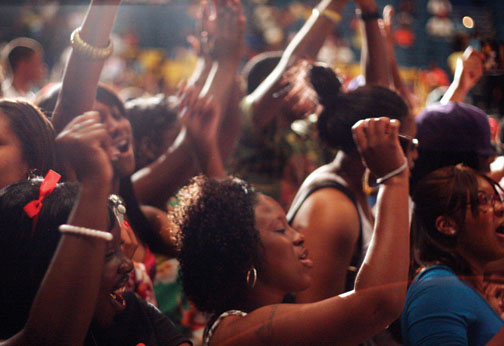 Southern University students dance to thier favorate songs performed live at the concert during SpringFest at the MiniDome.