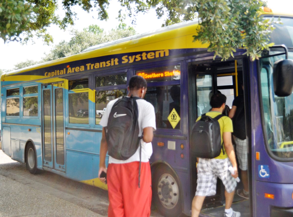 Students load up on the CATS bus to return to their respective dorms after class. The students on Southern University's campus depends on this transportation to and from classes everyday.