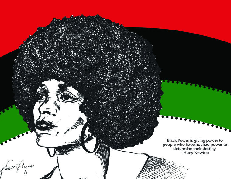 A graphical illustration of activist Angela Davis.