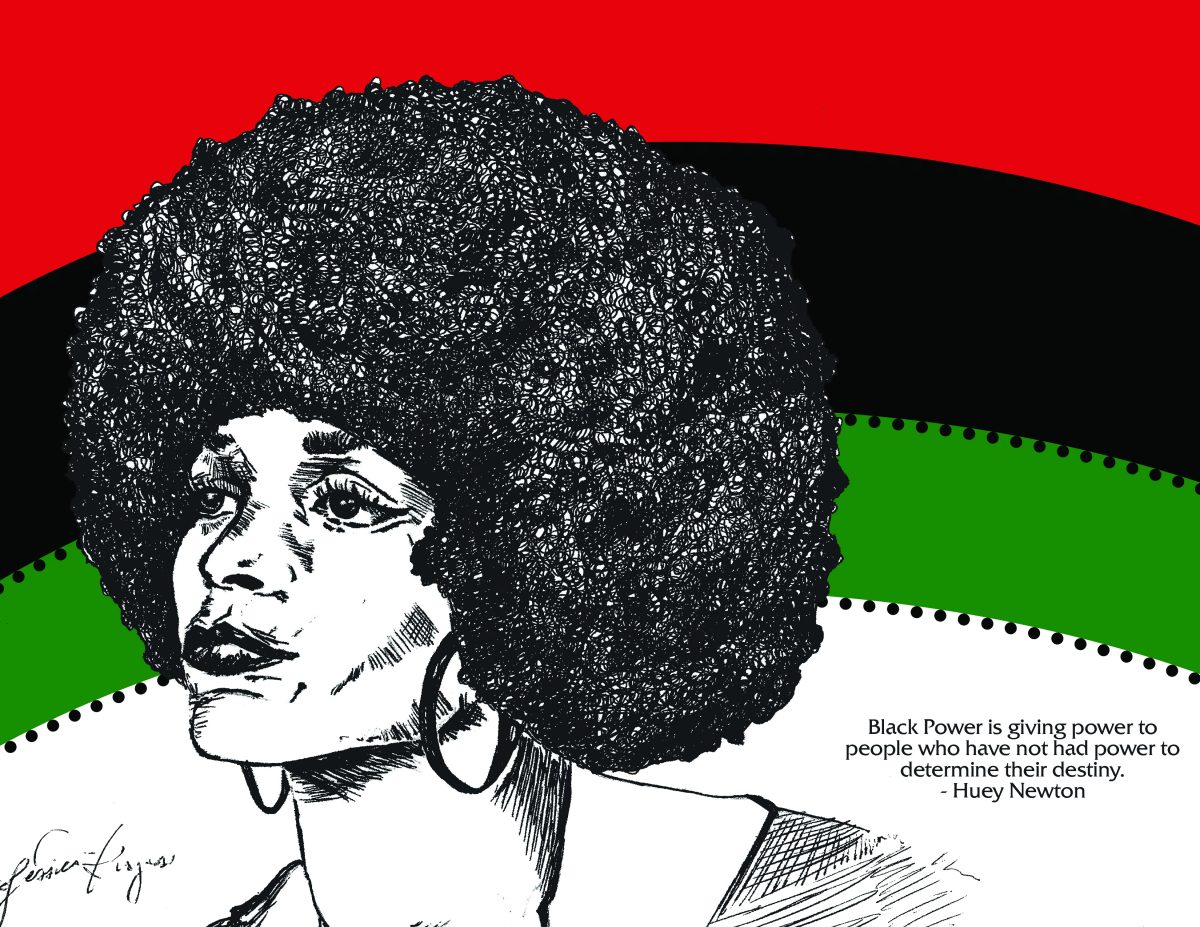 A graphical illustration of activist Angela Davis.