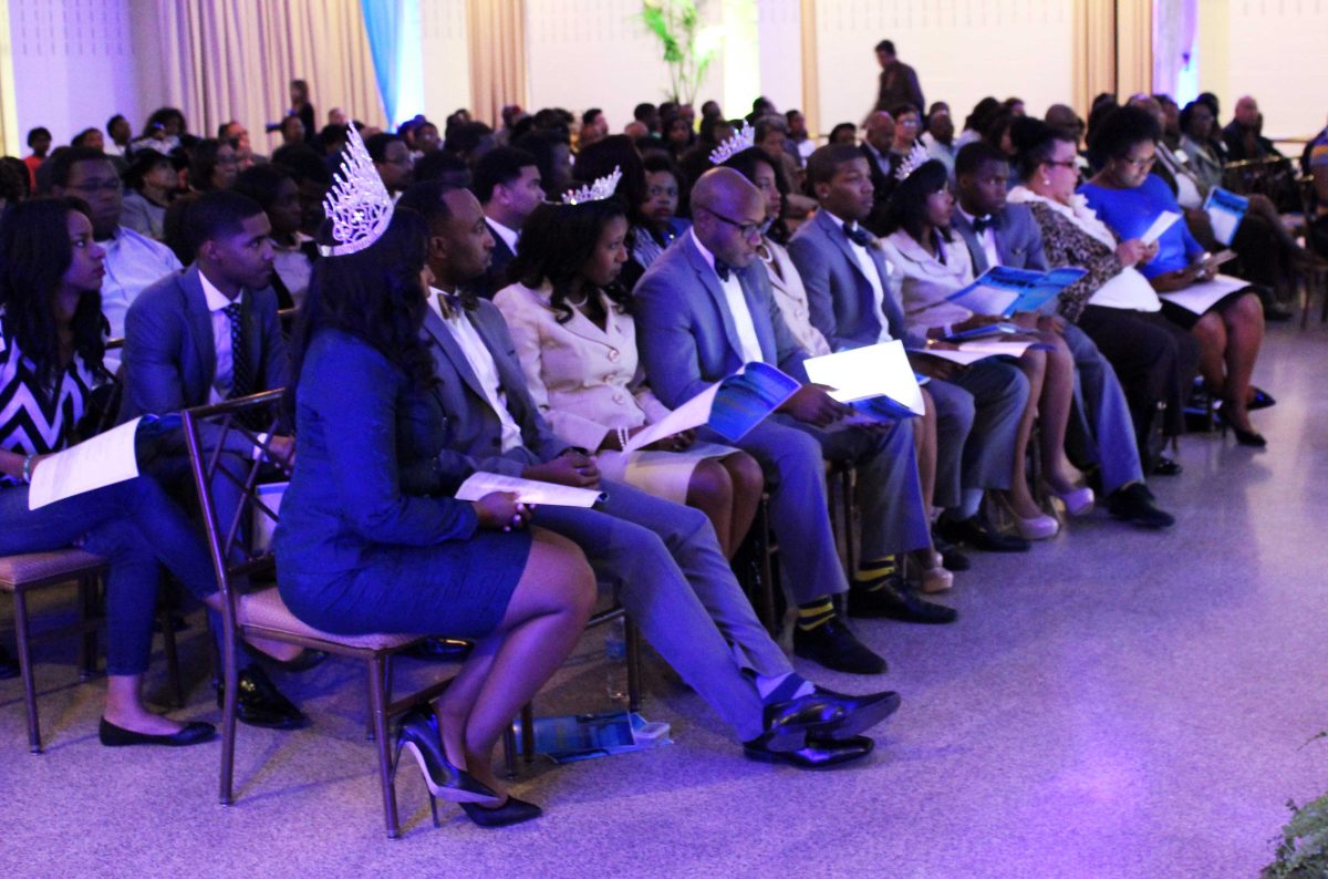 Southern University's homecoming court are in full attendence and are giving their undivided attention during the Centennial Showcase in the Cotillion Ballroom.