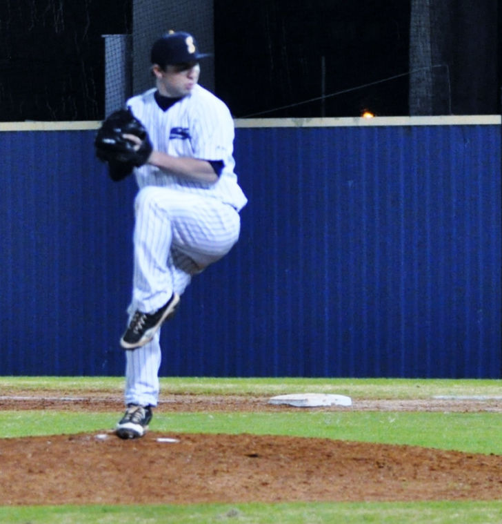 Junior Pitcher Santos Saldivar delivers a pitch in the home opener against Grambling State on Friday, February 14 at Lee-Hines Field.&#160;
&#160;