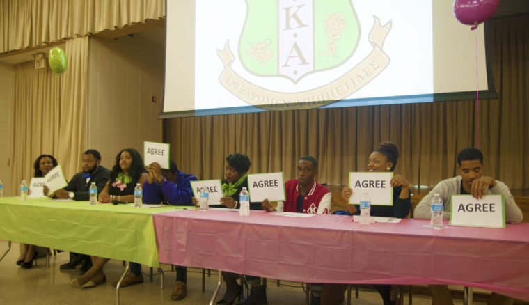 The ladies of Alpha Kappa Alpha Sorority,Inc host a Q&amp;A forum based around the subject of relationships. There panel included four members of Alpha Kappa Alpha Sorority,Inc and four male panelist from Alpha Phi Alpha Fraternity Inc, Omega Psi Phi Fraternity Inc, Kappa Alpha Psi Fraternity Inc and Phi Beta Sigma Fraternity Inc.