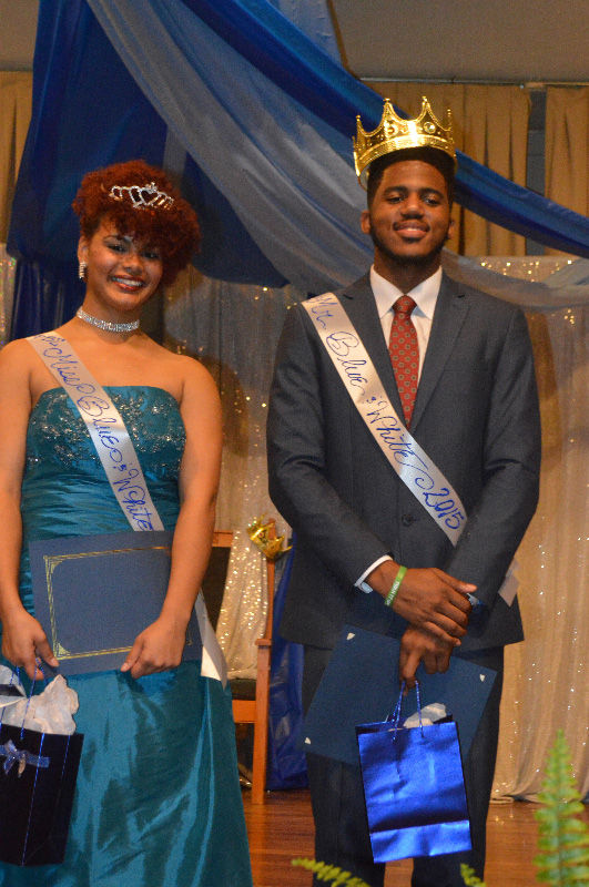 Winners of the Mr. &amp; Mrs. Blue and White Pageant, Charles Baker and Brianna Addison