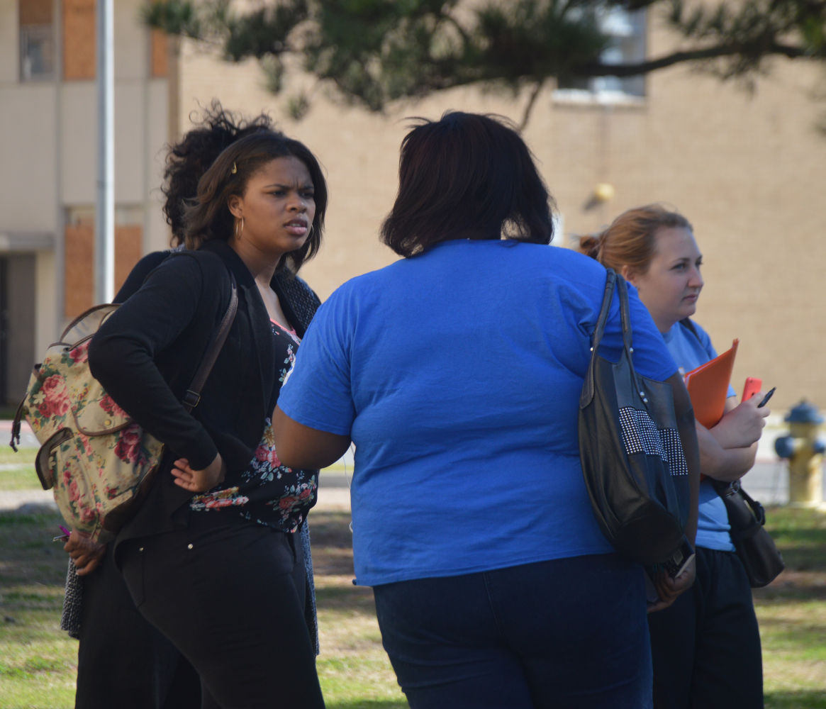 Frustrated students stand outside Stewart Hall for over 30 mins for a false fire alarm, Thursday.