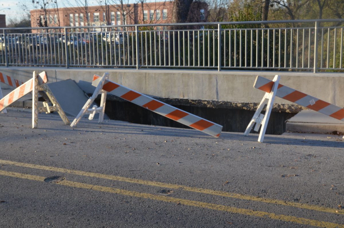 The collapsed sidewalk located on Roosevelt Steptoe Blvd., has been blocked off for longer than expected as a result of foundation shifts.&#160;