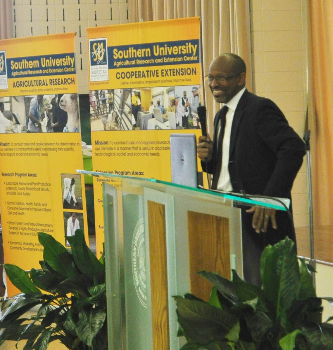 Southern celebrated National Ag Day on March 18th with Agriculture: Sustaining Future Generations in the Student Union Cotillion Ballroom where high school students came and learned about agriculture, welcomed by Dr. Adell Brown, Vice Cancellor for Reasearch/Exective Vice Chancellor.