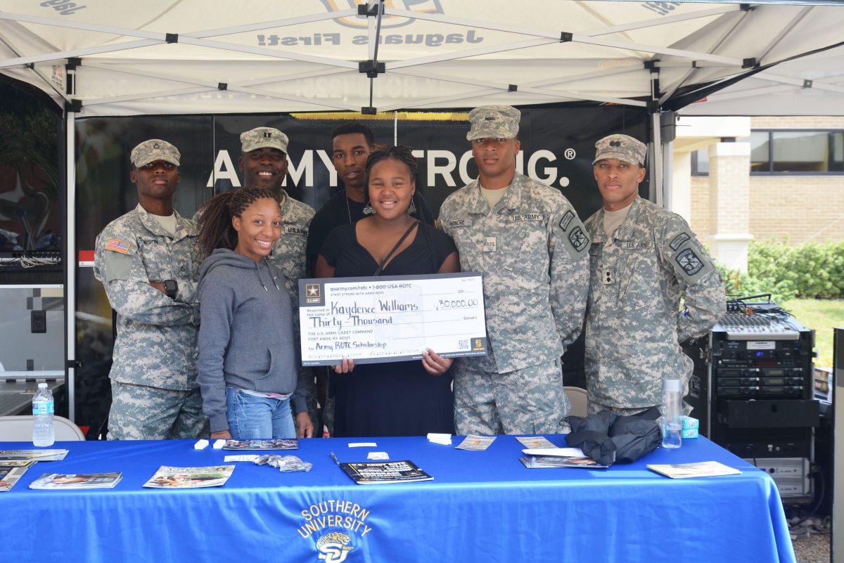 The Army ROTC Program congradualates Kaydence Williams on recieving the scholarship fund on October 8, 2015.