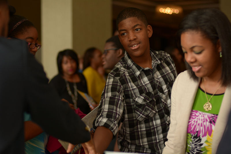 A Southern University recruiter speaks to aspiring students during the &#8220;2015 Bayou Classic Career Fair&#8221; November 27.