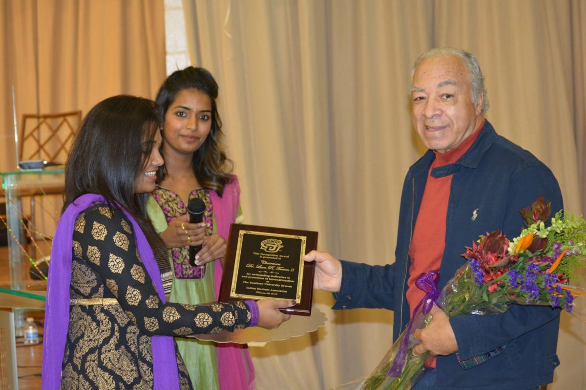 Southern University Board of Supervisors Chairman Leon R. Tarver II is honored for his outstanding dedication and support of Internationalism and diversity at Southern University System during the MOKSHA celebration on Sunday, November&#160; 22, in the Royal Cotillion Ballroom.