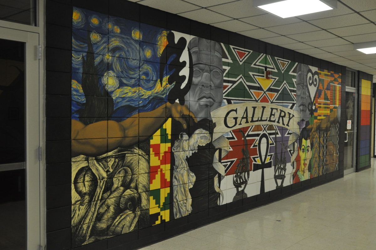 A mural painted outside of Southern University&#8217;s art gallery in Frank Hayden Hall.&#160;