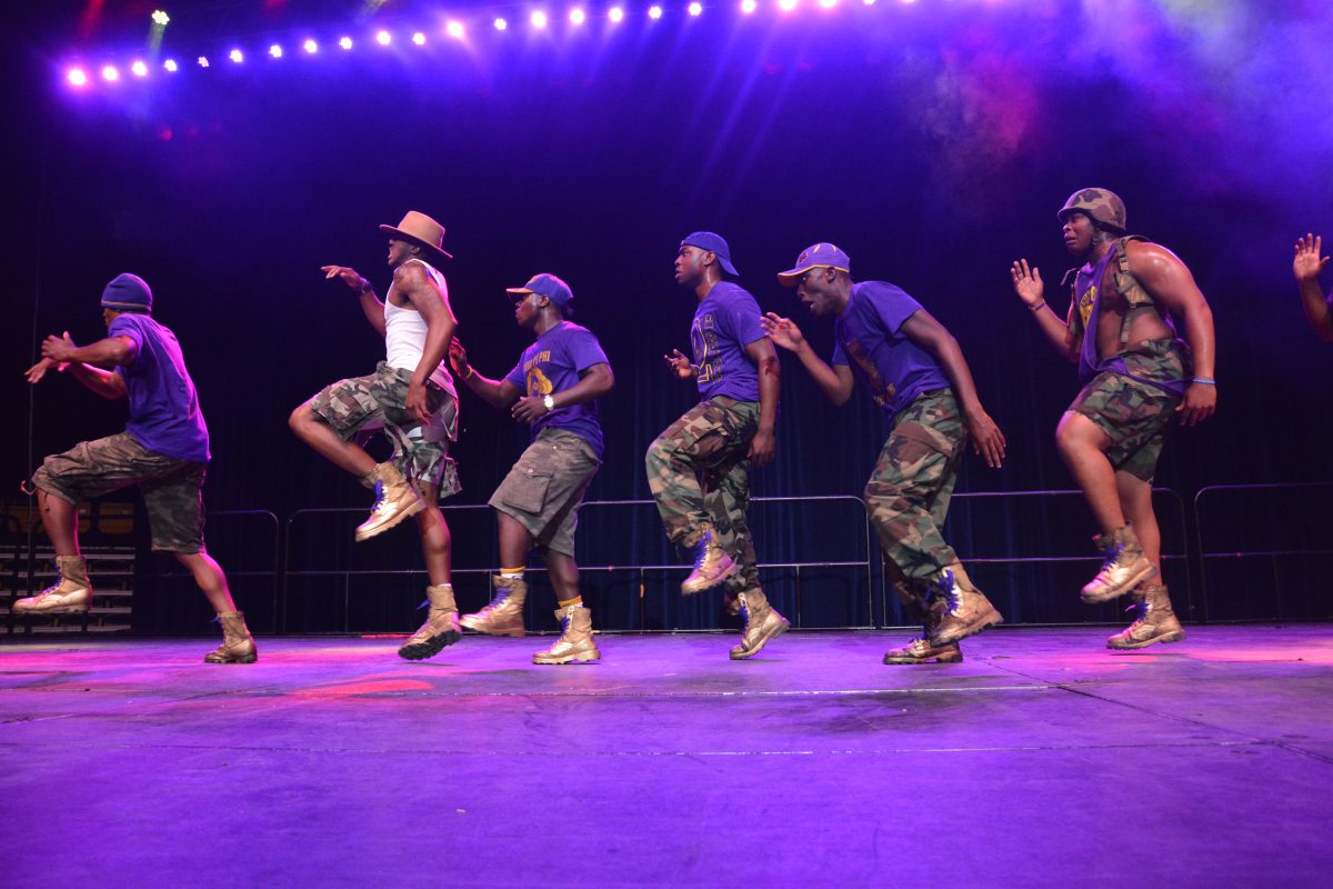 The brothers of Omega Psi Phi Fraternity INC performing at the Spring Fest Greek Step Show on Friday April 22nd