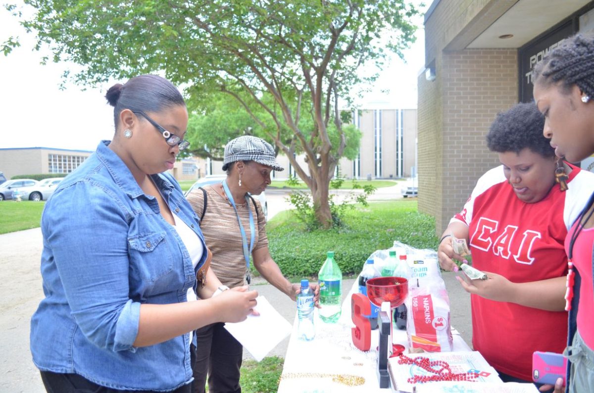 Members of Sigma Alpha Iota held a pizza sale outside the Isaac Greggs hall on April 23.