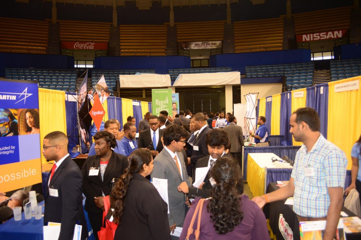 SU STUDENTS ATTEND THE CAREER FAIR IN THE MINI DOME ON SPETEMBER 21RST