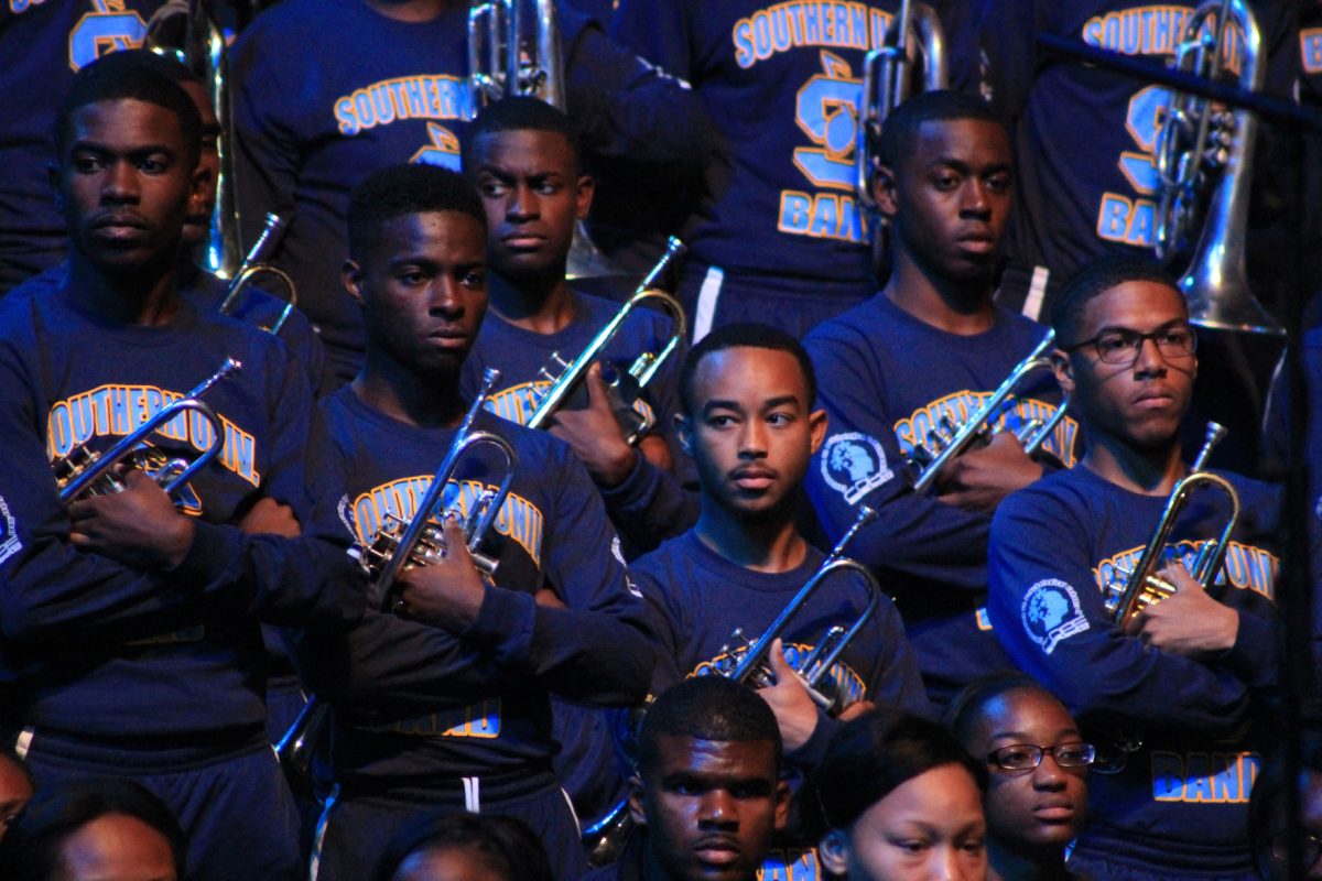 The Human Jukebox Trumpets wearing their gamefaces against Grambling during the &#8220;Battle of the Bands&#8221; competition on Friday, November 25 in the Mercedes-Benz Superdome.