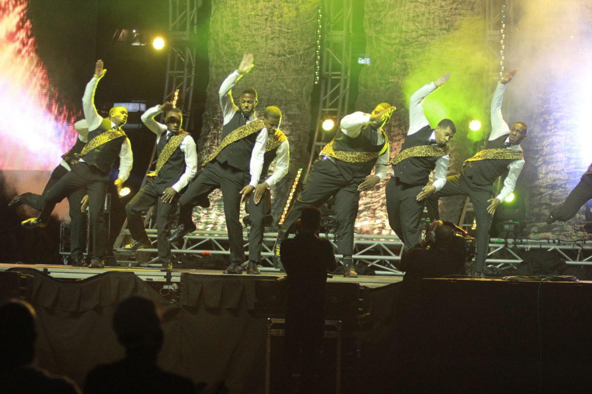 Members of the Beta Sigma Chapter of Alpha Phi Alpha Fraternity, Inc. step team pause during a precision step during the 2016 Bayou Classic Stepshow on Friday, November 25 in the Mercedes-Benz Superdome.