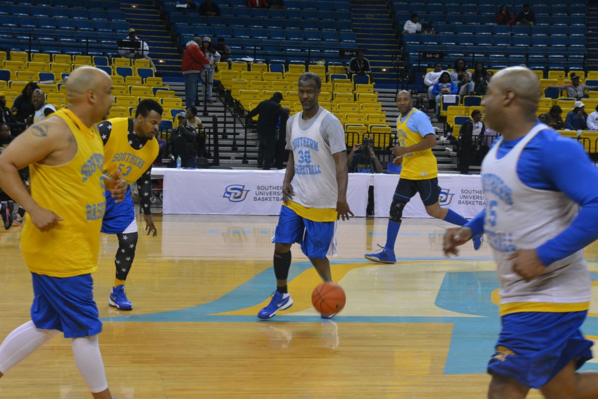 Alumni members of the Southern University basketball team during the &#8220;Alumni Game&#8221; held Saturday, February 4 in F.G. Clark Activity center.&#160;
&#160;