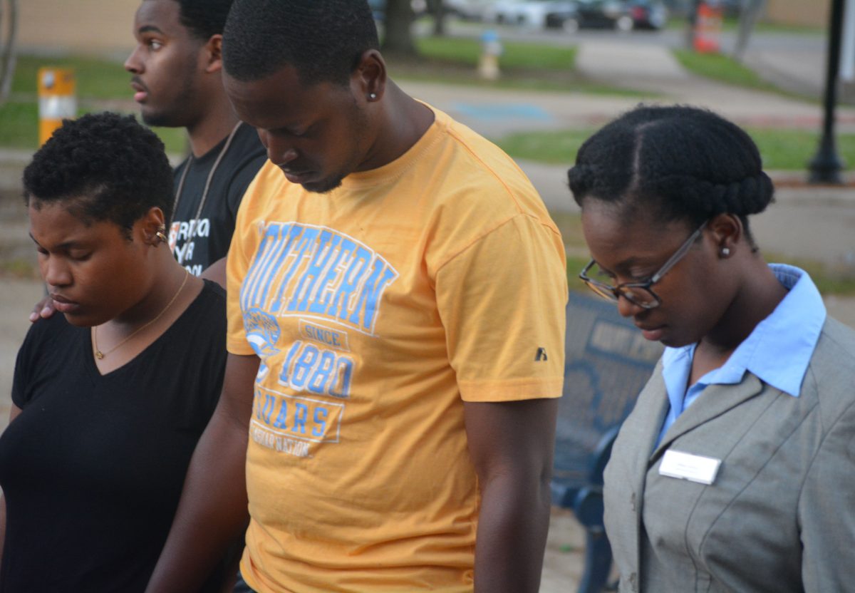 Current and former students gather in the Student Union on Monday, March20, to honor the legacy of SU History professor, Dr.Troy Allen, who passed away on Friday, March 17.