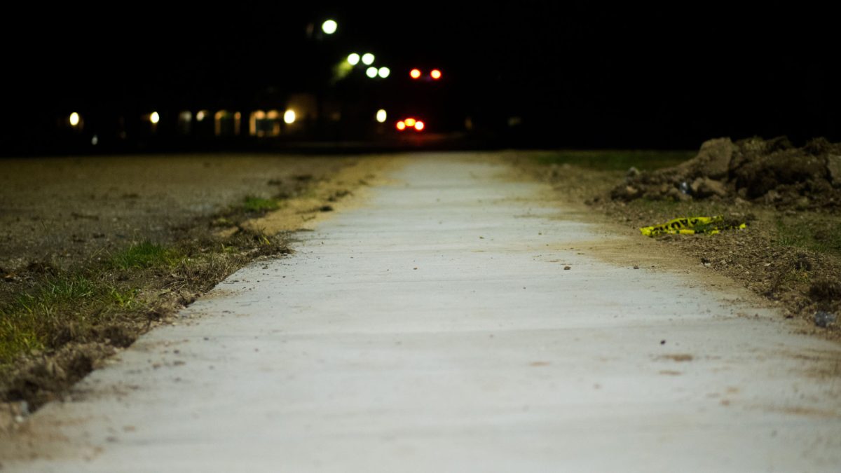 A completed sidewalk along E.C. Harrison Street. The construction project has a projected completion date of December 2017. (Brandon Tucker/DIGEST)