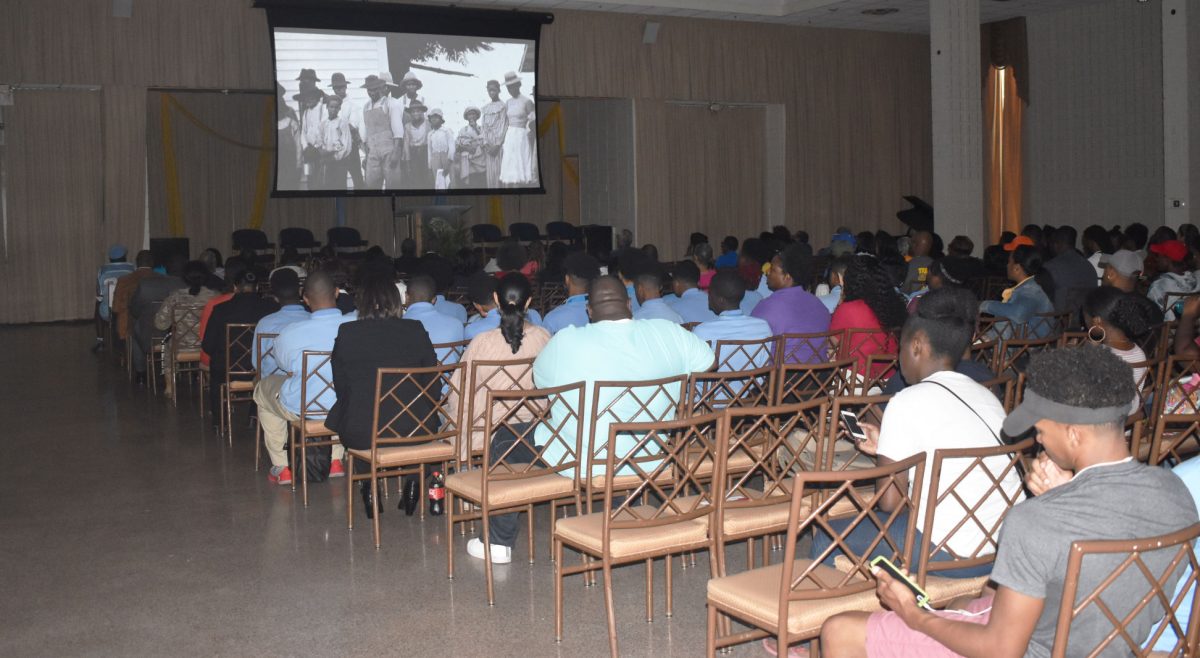 Students and community come together in the Union Ballroom to watch the HBCU documentary "Tell Them We Are Rising" on Thursday October 5, 2017