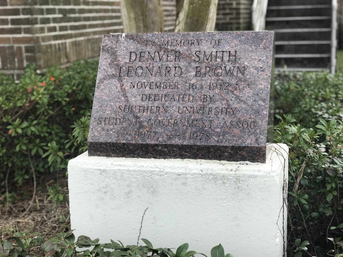 Memorial in honor of students Leonard Brown and Denver Smith who were slain during a student demonstration in 1972 in front of what is now the Southern University Museum of Art. (ROCELYN HAMILTON/DIGEST)