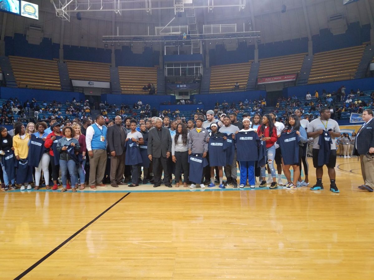 Several student athletes with 3.0 or higher GPAs honored during halftime of the March 6th basketball game vs. Jackson State in the F.G. Clark Activity Center.&#160;