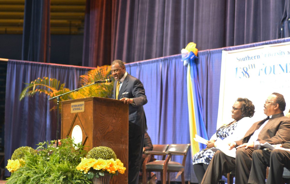 Attorney Charles Jones, Sr., former Louisiana State Senator for District 34, delivering his speech at Convocation during Founders&#8217; Day on March 7, 2018.&#160;