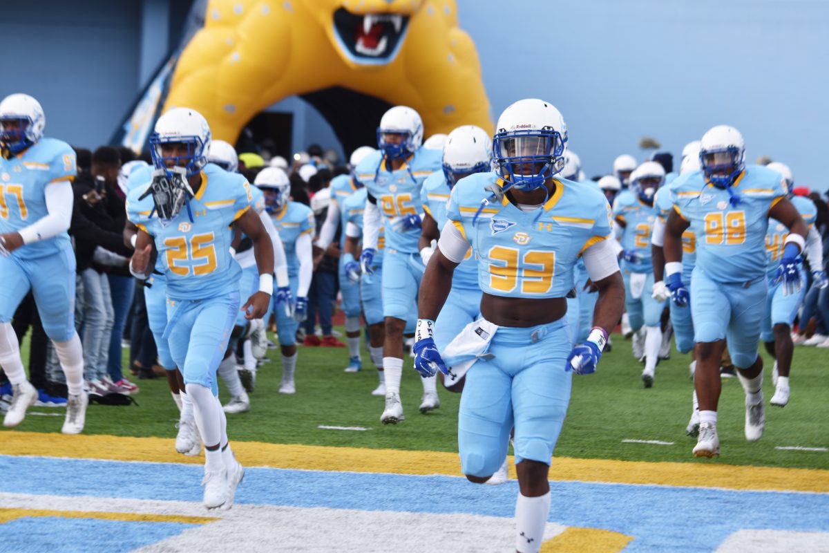 The Jaguars charge onto the field before their matchup against UAPB on Saturday, November 10 inside A.W. Mumford&#160;Stadium.&#160;