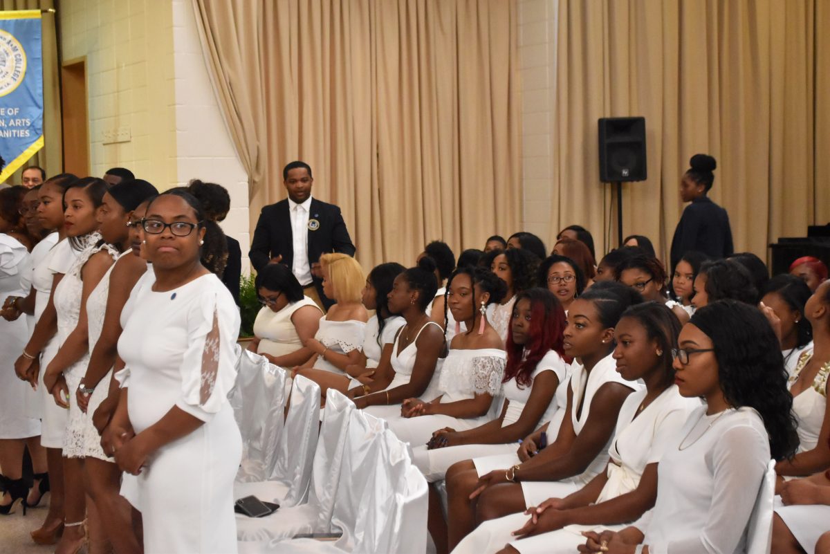 Inductees into the 2019 Honors College awaiting the start of the Pinning Ceremony in the Cotillion Ballroom on March 22, 2019. (DeBrandin Brown//DIGEST)