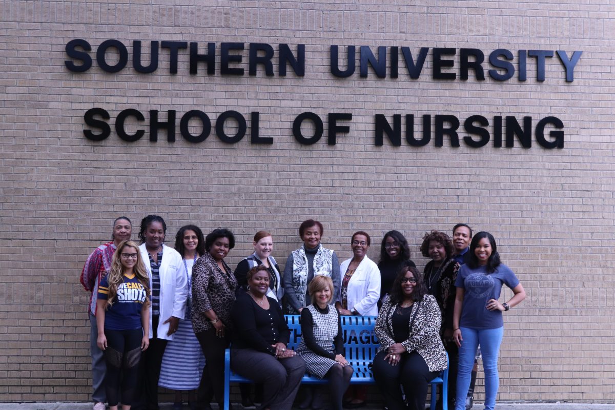 Nursing professors and students infront of J.K. Haynes Southern University School of Nursing building.&#160;(Isaac Armstrong/DIGEST)