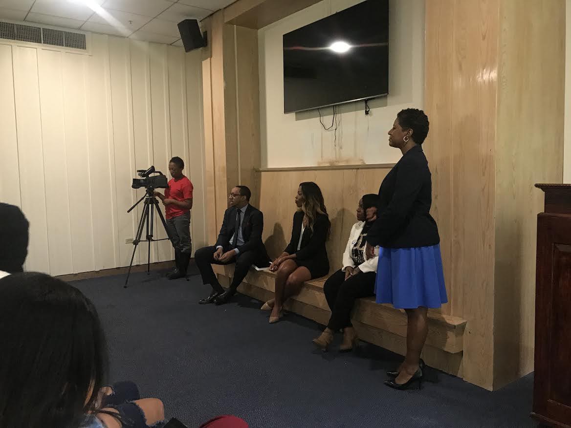 Southern University alumni speaking about their experiences in the mass communications field during the 2019 Homecoming Mass Communication Symposium held inside the Lake Front room on Thursday, October 31. (Kiyanna Givens/DIGEST)&#160;