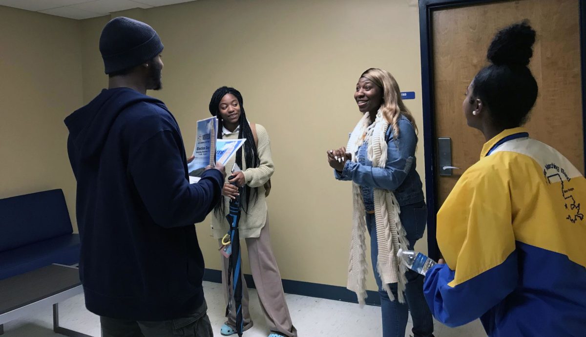 IMPACT: Members of SGA Senate serving students and hearing them out at night in S.V. Totty Hall on November 14. (Te&#8217;yanah Owens/DIGEST)