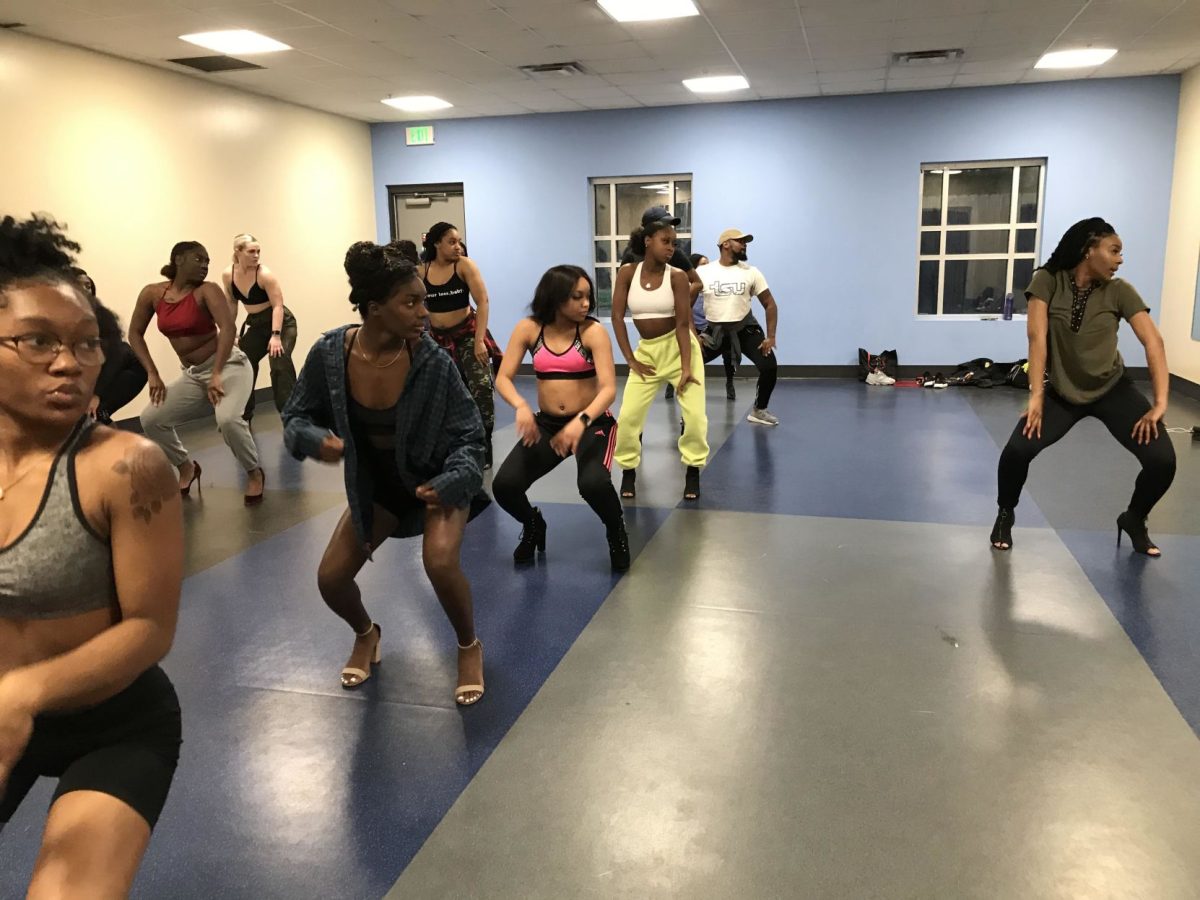 HEELS UP:Students dancing at the GWGA&#8217;S Heel Class held inside the Intramural Sports Complex on Friday, February 7. (Te&#8217;yanah Owens/DIGEST)