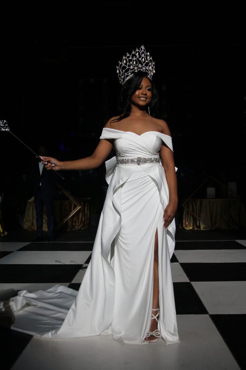 The 91st Miss Southern Jaden D. Johnson raises her&#160;scepter as she celebrates her coronation on Wednesday, October 20 inside F.G. Clark Activity center.