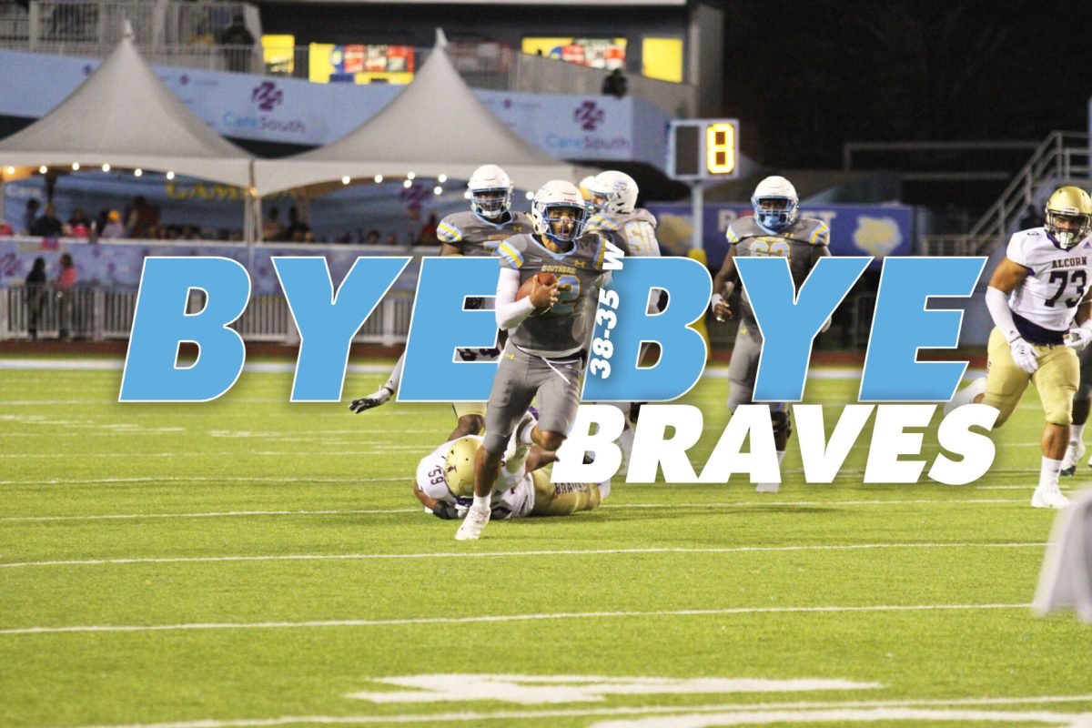 Junior, Quarterback, Bubba McDaniel tries to run for a touchdown in the first half of the SU v. Alcorn Football game in A.W. Mumford Stadium on October 30&#160;