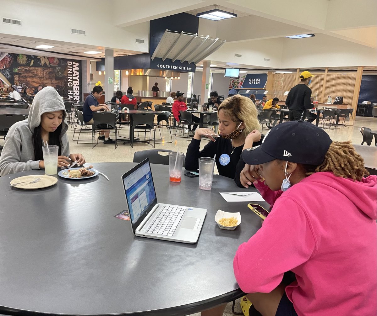 Southern Univeristy students hanging out in Mayberry Dining Hall.&#160;