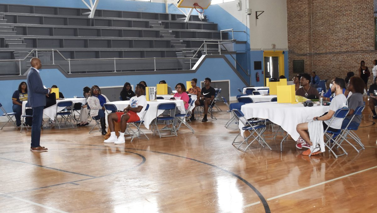 <p>Head of Veteran Affairs, Clifton Williams speks to the students at an appeals celebration held on Friday, February 24. (Brittany Patterson/ DIGEST)</p>