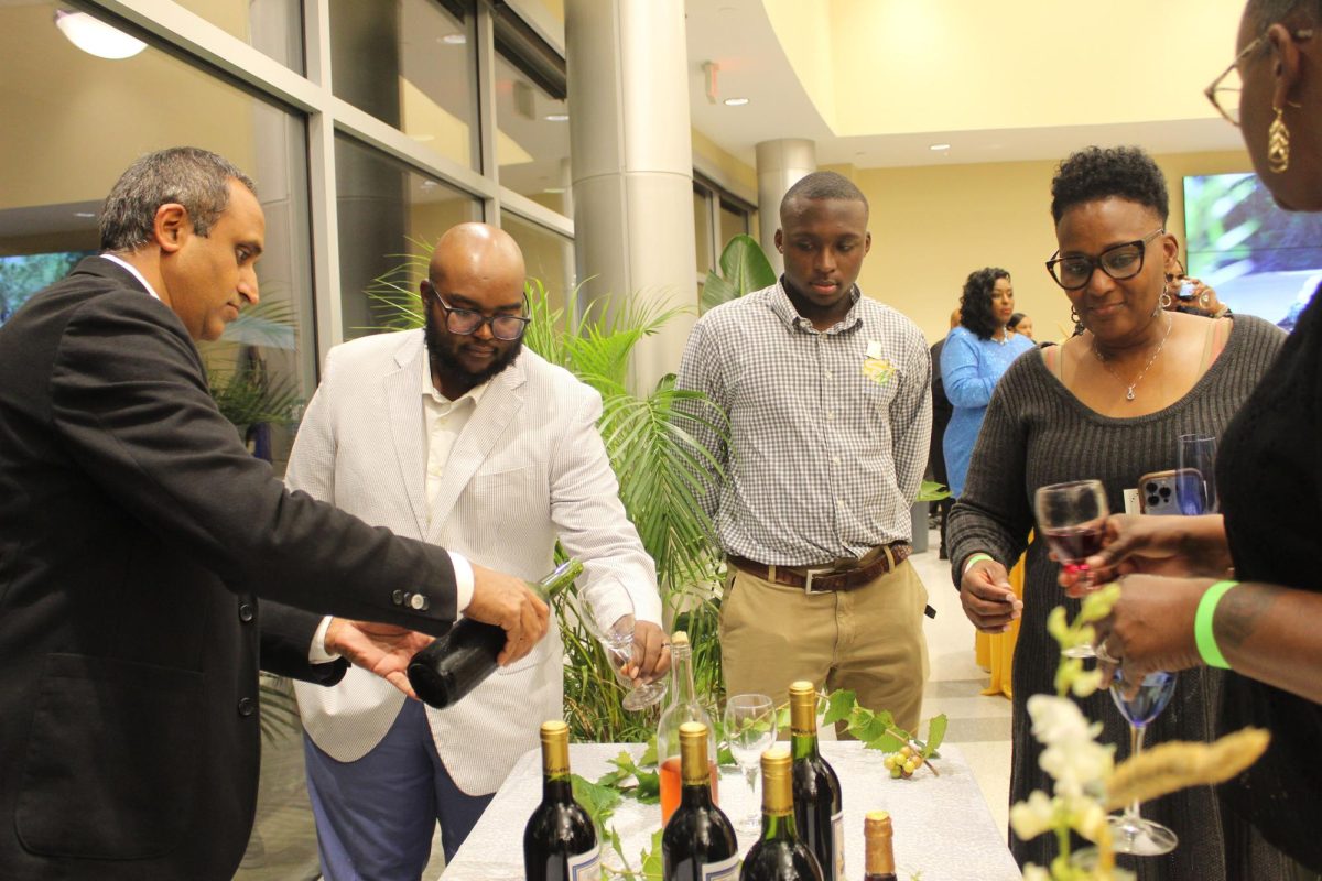 Guests were offered a variety of wines to taste during the Vino on the Bluff Wine Tasting Fundraiser hosted by the SU Ag Center in the Leon R. Tarver II Culture and Heritage Center on Friday, October 18. 