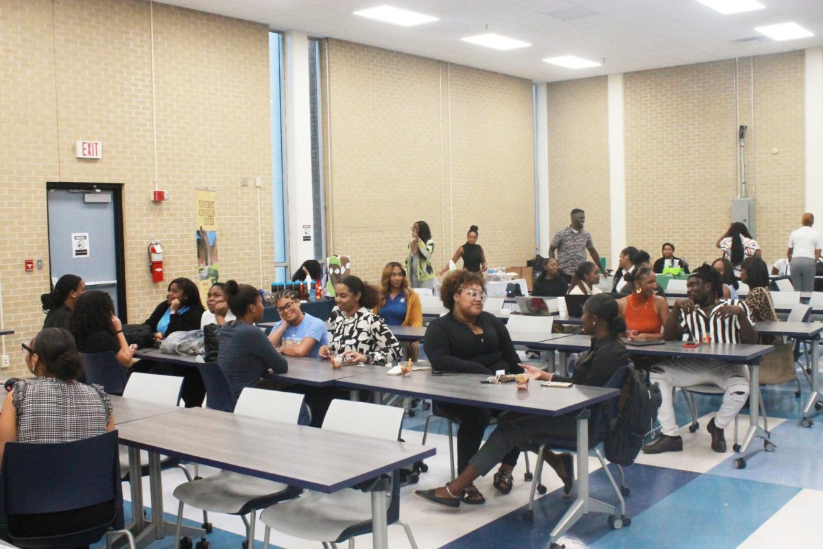 Southern students playing the inside out icebreaker in Stewart Hall auditorium at the “Weather the Storm” event on October 9. 