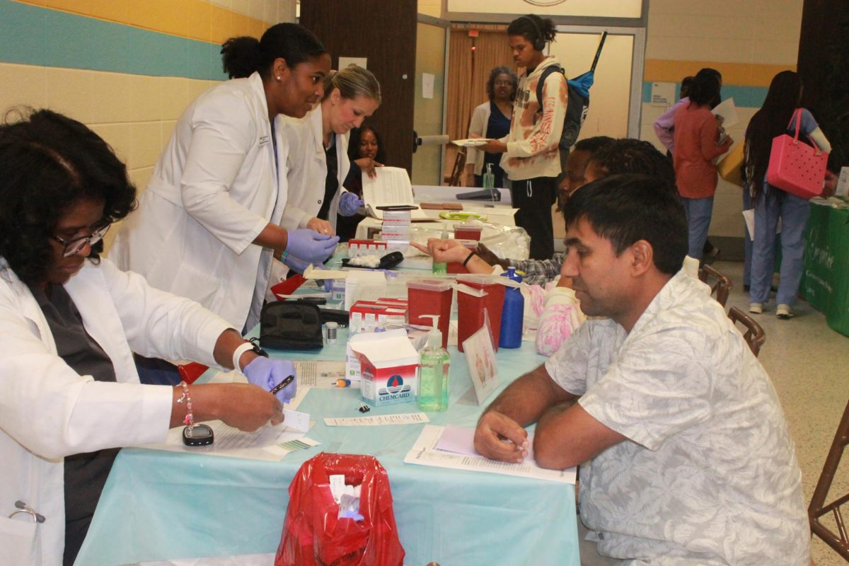 Students getting their blood pressure checked in the Smith-Brown Memorial Union on October 16th. 