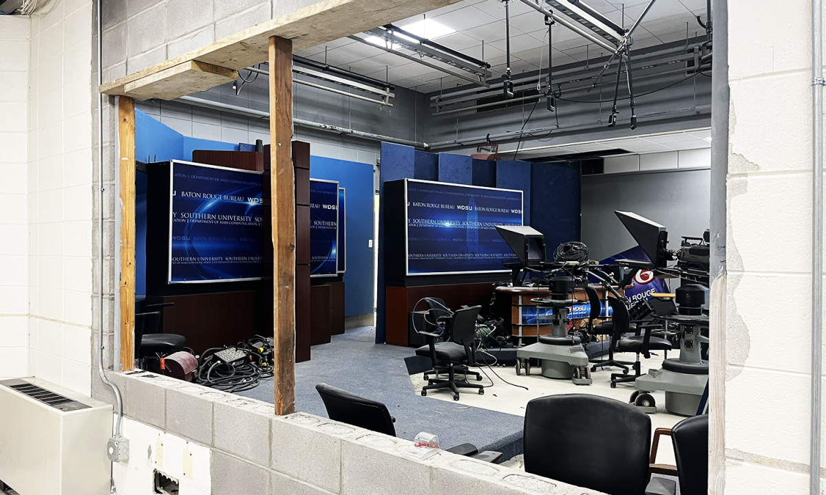 Inside William Stewart Hall, renovations to the Mass Communication News Room are currently underway, transforming the space into a modern, state-of-the-art facility. 