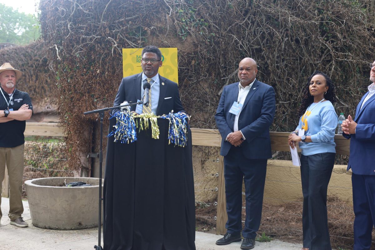 BREC Superintendent, Corey Wilson addresses talks about the history of Lacumba at the unveils of Lacumba III at BREC on Friday, April 4. 