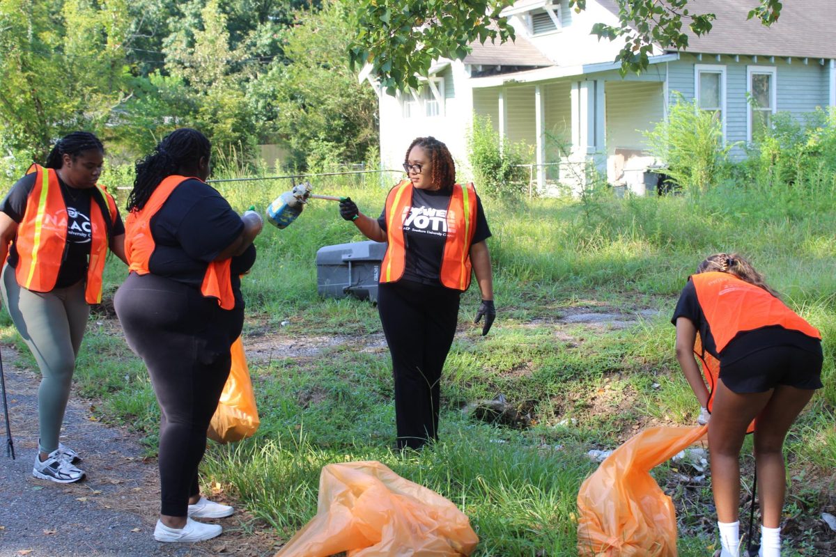 Members of the Southern University chapter of NAACP during the community cleanup event.
